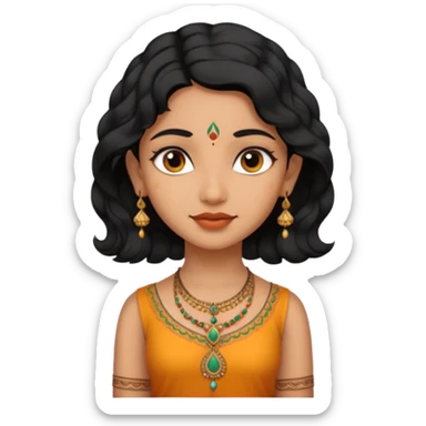 Indian fat girl south Indian wavy short black hair tan darker skin sticker