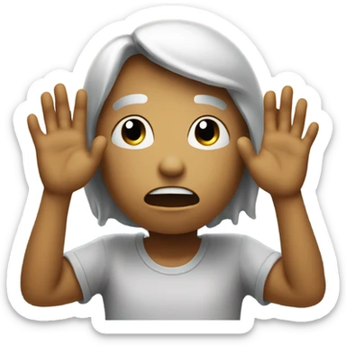 Sad face with hands raised to the sky in agony sticker