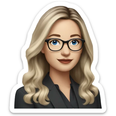 Shoulder length Balayage pale beautiful corporate woman with glasses and blue eyes sticker