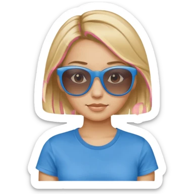 darkest blonde with highlights in blue cute t-shirt and sunglasses  sticker