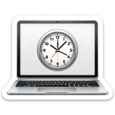 compact laptop with clock icon overlay symbolizing admin workload sticker