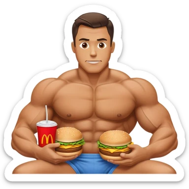 man benching 100000 pounds while eating mcdonald’s  sticker