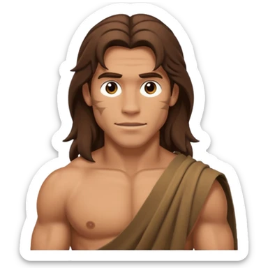 Tarzan with long brown hair, brown loincloth sticker