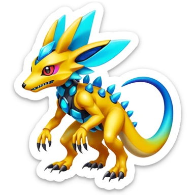  exotic colorful Protogen-Fakémon-Pokémon-Spectrobes-Digimon-Vernid-creature (full body) sticker