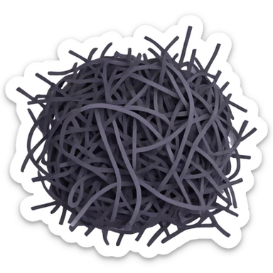 A piece of paper covered in chaotic, random black scribbles. The lines are so dense that most of the paper looks almost black from over-scribbling. Drawn with a pen or pencil sticker