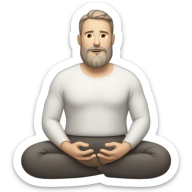 white man with large beard and airpods meditating while sitting sticker