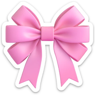 3D emoji style bow, light pink, frosted glass effect sticker