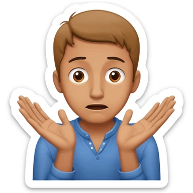 anxious man with hands outstretched in begging position with worried fearful expression sticker