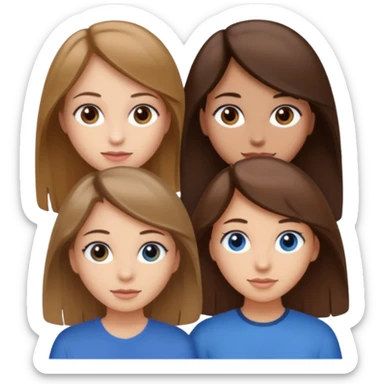 three girl friends; one who is white, has brown hair and brown eyes; one who is dirty blonde with blue eyes; one who is tan with dark brown hair and dark brown eyes sticker