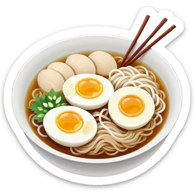 simple bowl of naengmyeon with ice cubes and sliced egg sticker