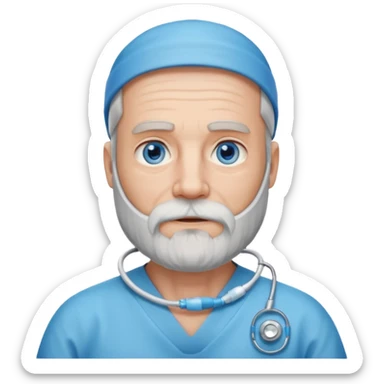 Older man with a full beard, a medical neck brace, and blue eyes. sticker