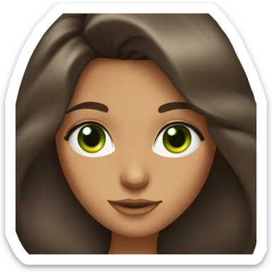 Tanned brunette girl with long eyelashes and medium dark blowout hair and green eyes sticker