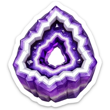 3D render of Rock Candy Geode, made entirely of dessert materials, glistening sugar crystal texture, sjagged translucent purple sugar crystals, delicious confectionery aesthetic, Apple emoji style, isolated on white background --v 6.0. sticker