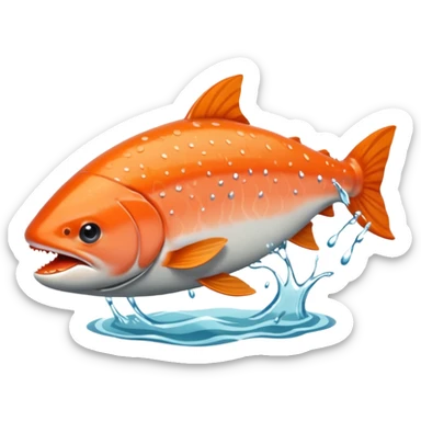 salmon flopping around on land sticker