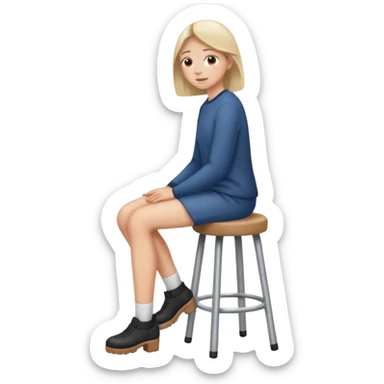 a person sitting on stool straight backs turned sticker