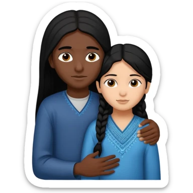 An Afghan girl and Indian boy who are in long distance relationship hug each other from distance. sticker