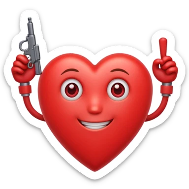 corazon de caricatura, amable, alegre, romantico, que tenga bracitos, ojos y sonrisa sticker