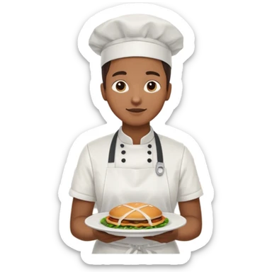 hazme una persona atendiendo una cafeteria universitaria sirviendo comida sticker