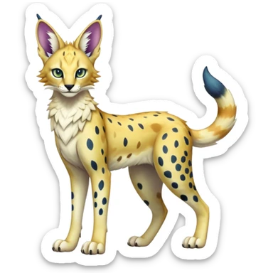 Epic Edgy Colorful ethereal eldritch Sergal-Serval-Vernid full body sticker