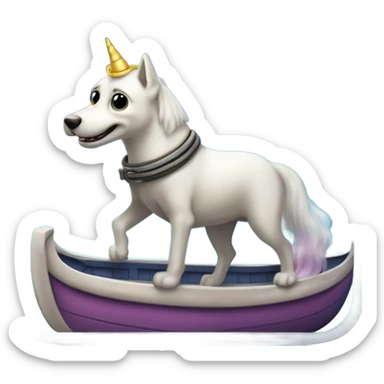 Perro extraterrestre montando un unicornio en barco sticker