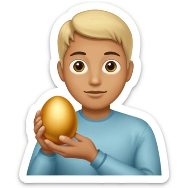 Possessively holding a golden egg sticker