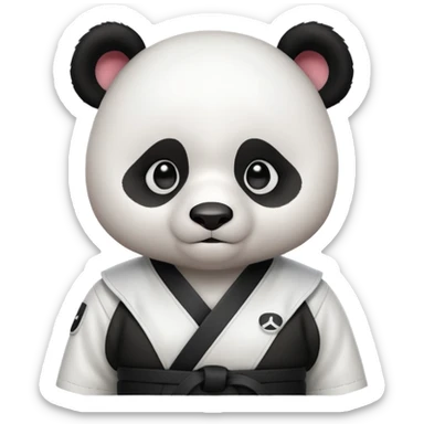 cute panda doing karate portrait, head and shoulders only, wearing white gi uniform, black belt visible, determined face, 3D cartoon, mobile game icon style, clean background, no text, no watermark
 sticker