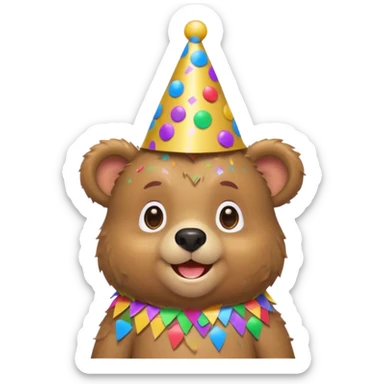 Partying bear cub with confetti  sticker