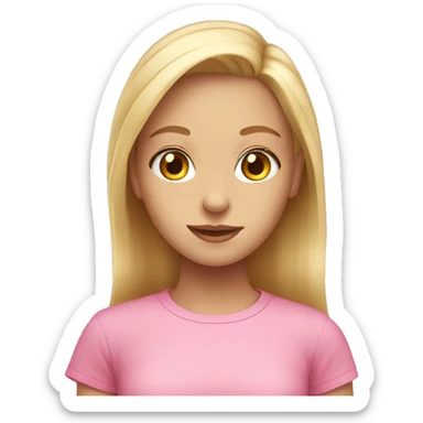 Blonde girl with hazel eyes in a pink shirt sticker