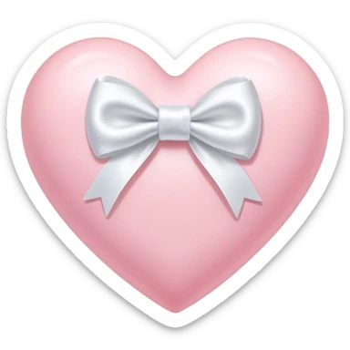 baby pink heart with mini white satin bow sticker