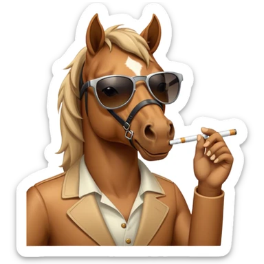 A horse with sunglasses smokinga cigarette  sticker