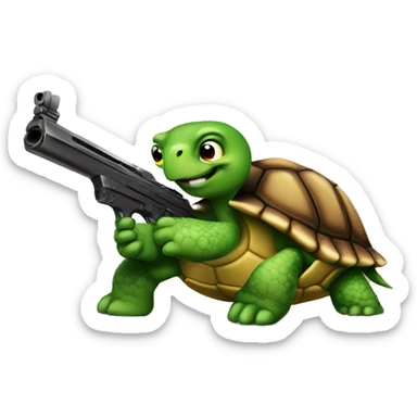 Turtle with gun  sticker