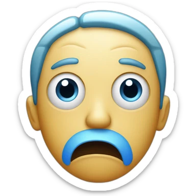 in the style of apple emoji’s a full face shocked emoji with a blue fade front and big round eyes and a shocked mouth sticker