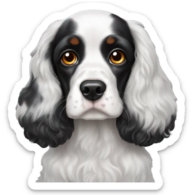 Black and white cocker spaniel with heterochromia sticker