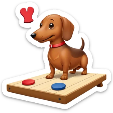 Wiener dog playing cornhole sticker