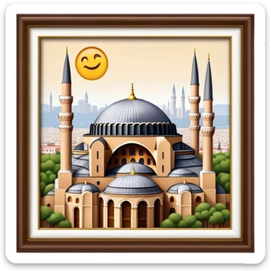 Cinematic Realistic Hagia Sophia Landmark Emoji, depicted with the majestic historic architecture rendered with intricate detail and dramatic, timeless lighting. sticker