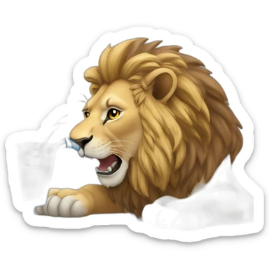 lion drinking water sticker