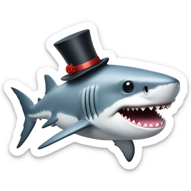 Shark with a top hat riding a unicorn  sticker