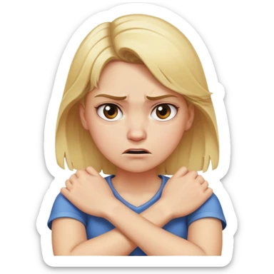 arms crossed holding neck angry girl blonde hair  sticker