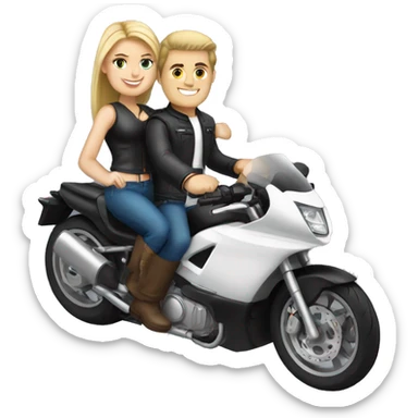 White man with a good looking white girl riding on a motorcycle  sticker