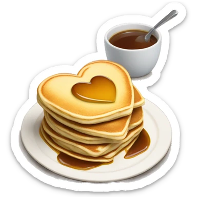 Heart shaped pancakes with butter and syrup  sticker