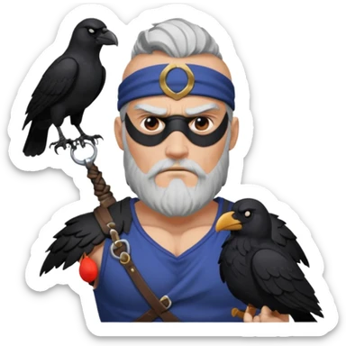 odin with eyepatch and raven on his shoulder sticker