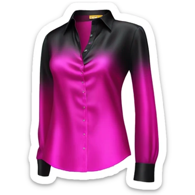 Realistic isolated side view of a black and hot pink shiny silk blouse. sticker