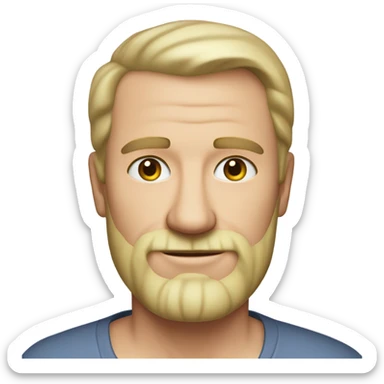 middle aged english man, short slicked back hair blonde, blonde medium length size full beard, in a smart unbuttoned shirt. sticker
