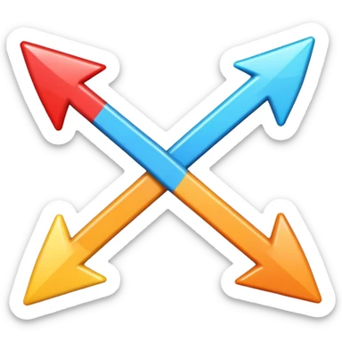 arrows pointing in opposite directions, rounded and friendly sticker