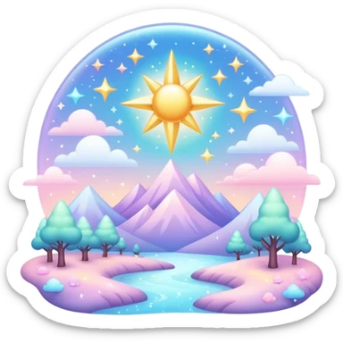 Pastel divine celestial glistening glossy sparkly shiny glittery scenery  sticker