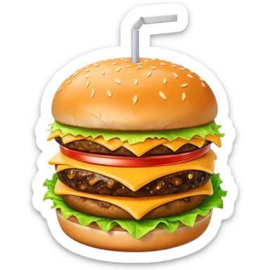 A single burger,, soft drink, fries image for my food vertical in the super app sticker