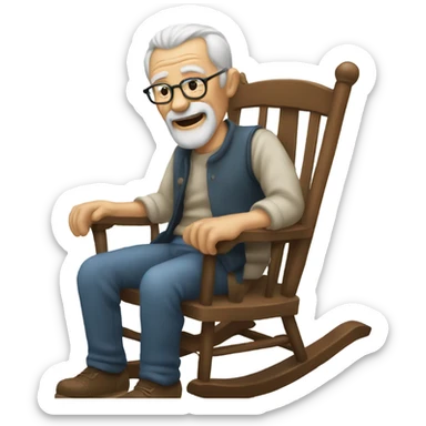 Old man on rocking chair  sticker