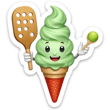 Mint ice cream cone playing pickleball sticker