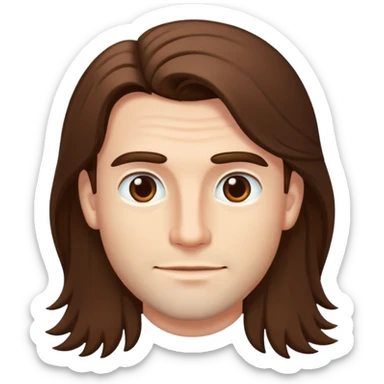 Guy with long brown hair and no mustache or beard sticker