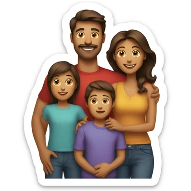 Heart and mom and dad and kids sticker
